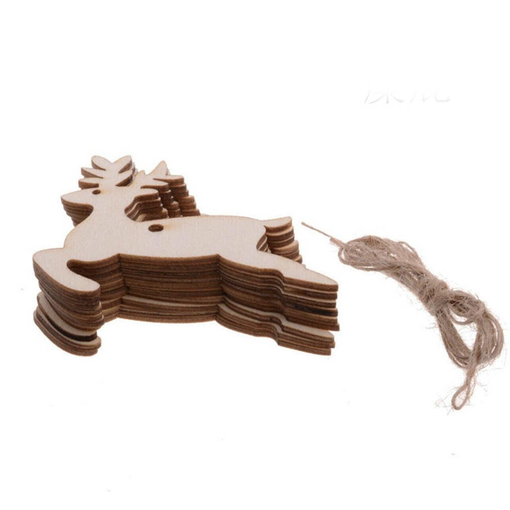 Wooden Christmas Hanging Ornament for Tree DIY Craft Decoration 10pcs - Deer02