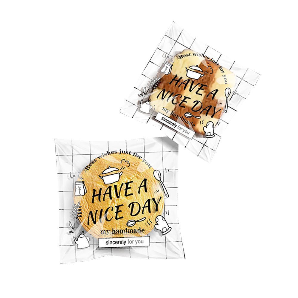 500 Pack Self Adhesive Cookie Packaging Bags Vibrant Designs OPP Material - Have a nice day 10*10*3cm