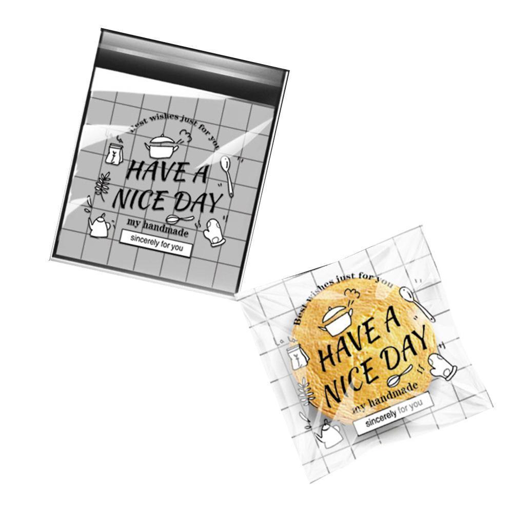 500 Pack Self Adhesive Cookie Packaging Bags Vibrant Designs OPP Material - Cute 10*10*3cm