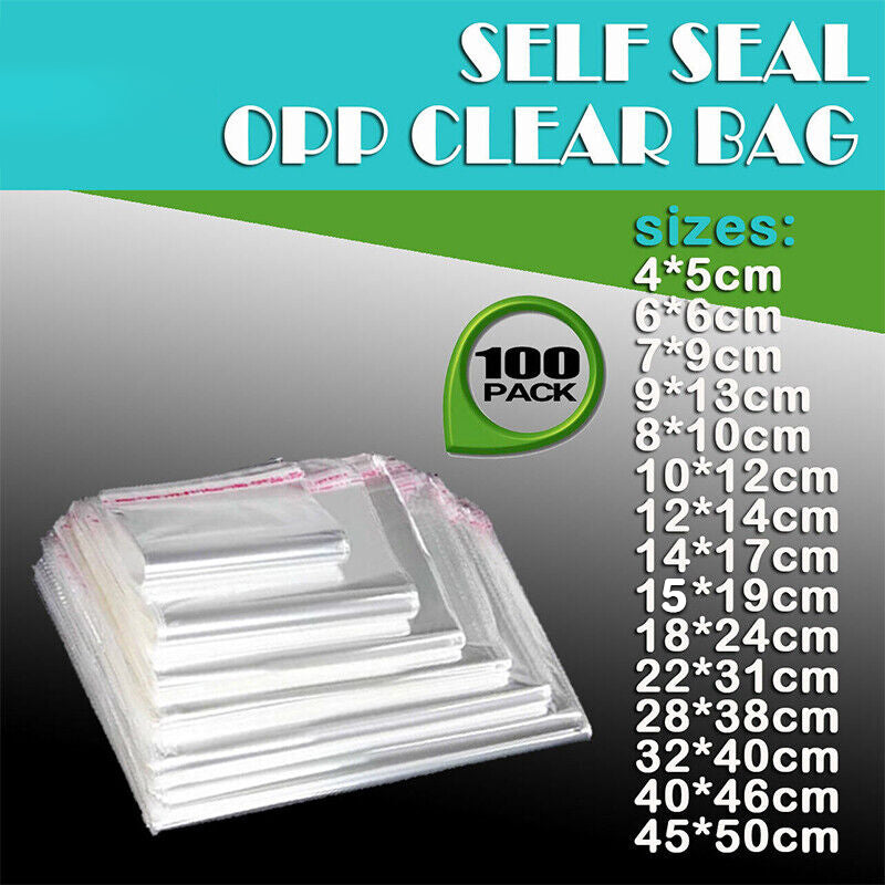 100Pcs Self-Adhesive Clear Opp Cellophane Bags with Air Hole - 12*14+3cm