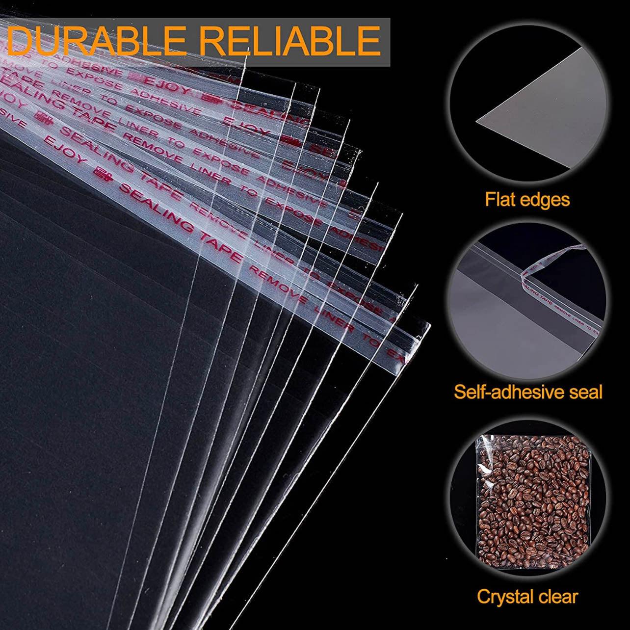 100Pcs Self-Adhesive Clear Opp Cellophane Bags with Air Hole - 15*19+3cm