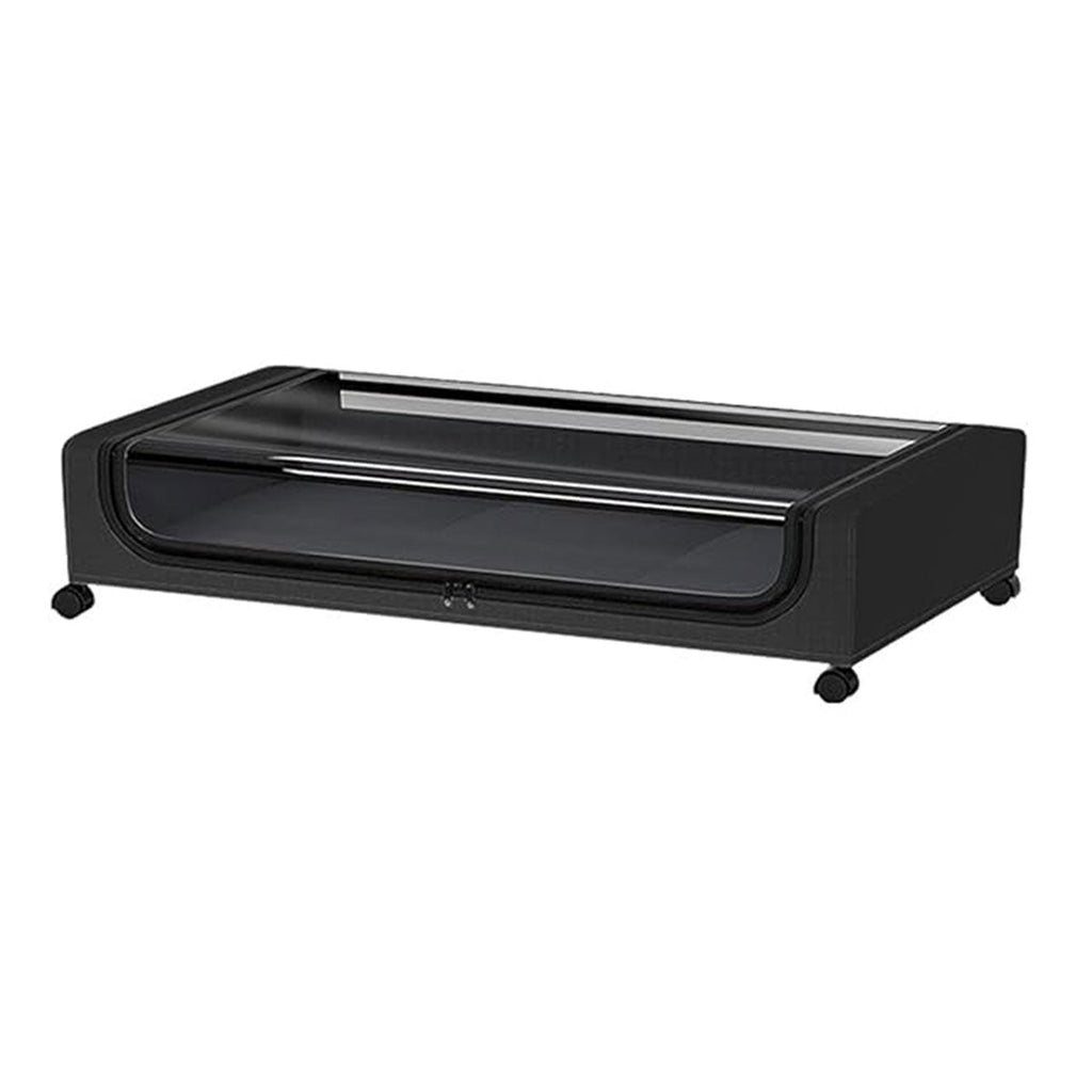 Under Bed Storage Rack Square Design with Wheels Rolling Trolley Box for Home - Black