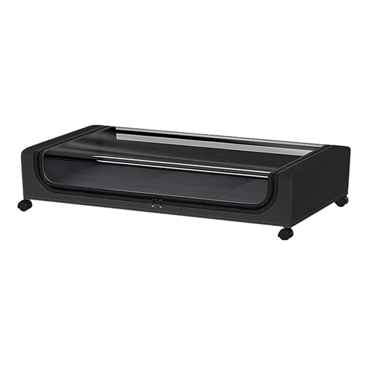 Under Bed Storage Rack Square Design with Wheels Rolling Trolley Box for Home - Black
