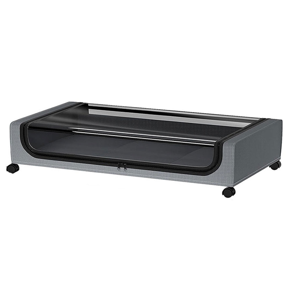 Under Bed Storage Rack Square Design with Wheels Rolling Trolley Box for Home - Black