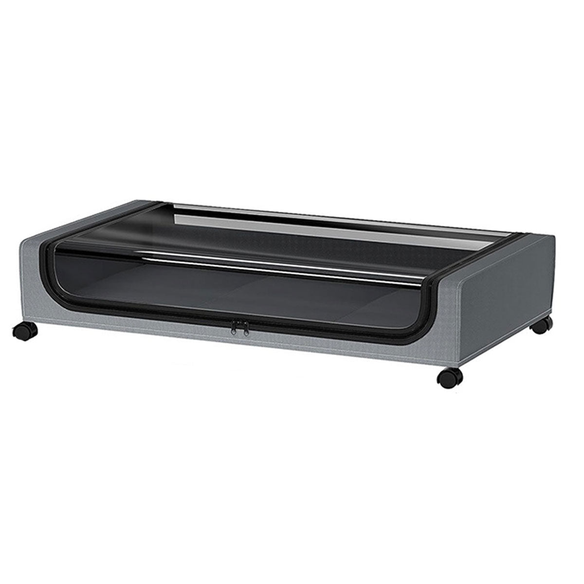 Under Bed Storage Rack Square Design with Wheels Rolling Trolley Box for Home - Black