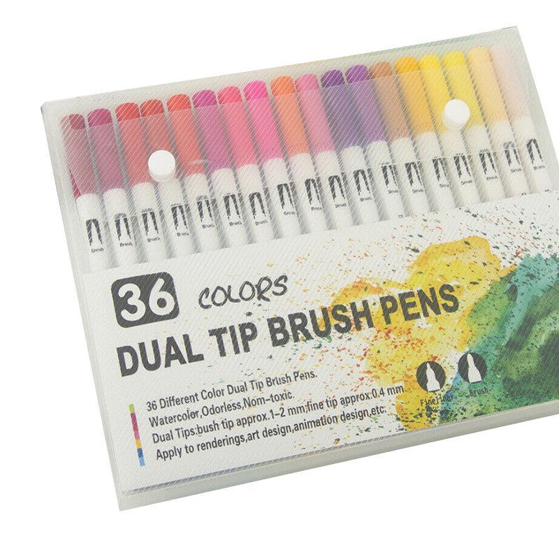 12-120 Watercolor Brush Pen Set Artist Sketch Marker - White-36 Colours