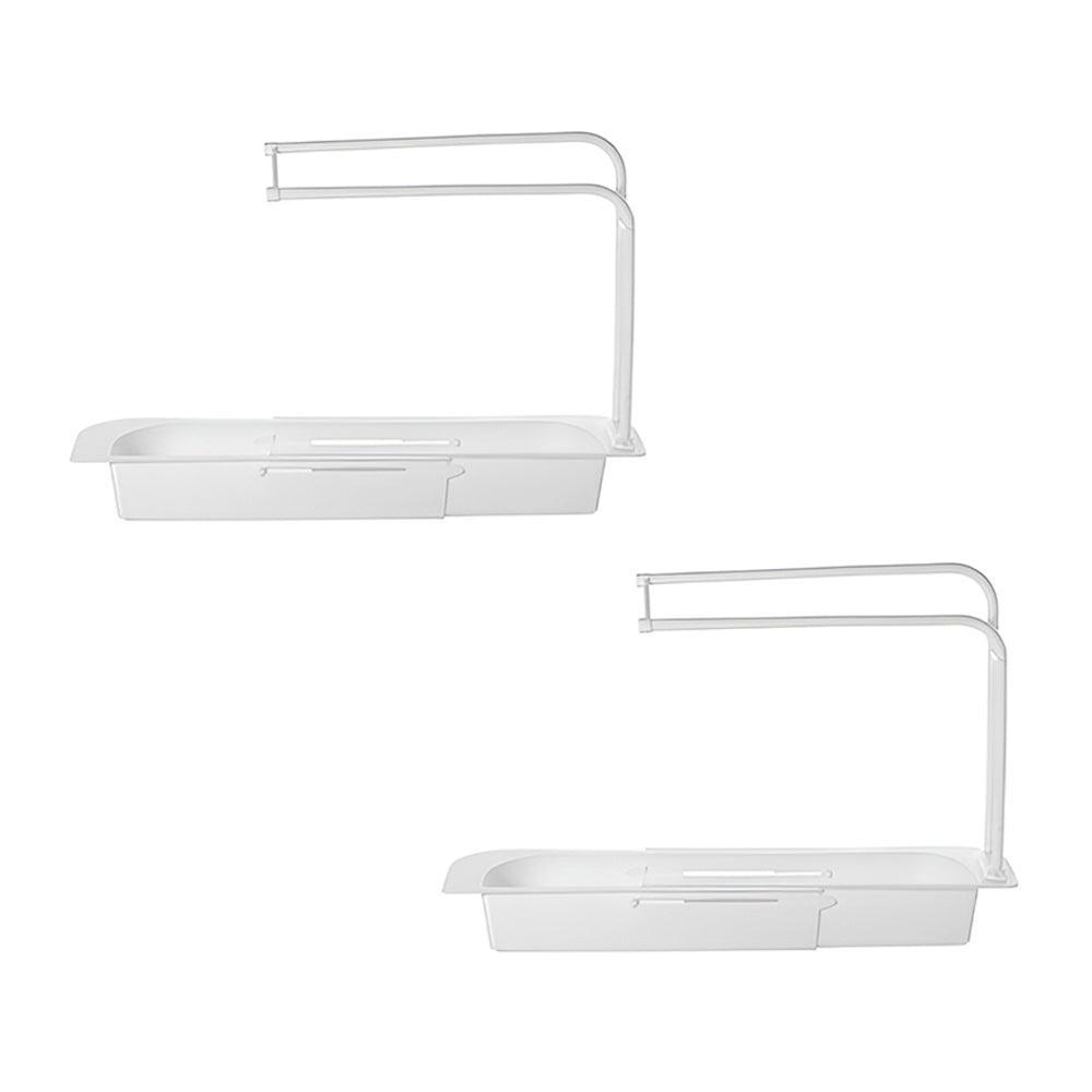 Telescopic Sink Rack Holder Expandable Storage Drain Basket Home Kitchen Kit - White