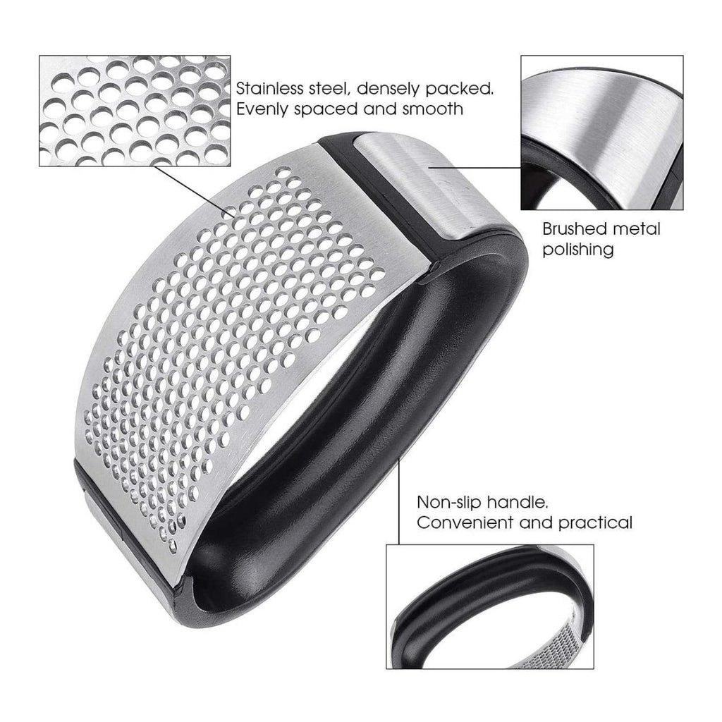 Stainless Steel Garlic Masher Press Crusher Squeezer Masher Kitchen Gadget - Silver