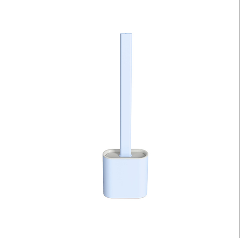 TPR Toilet Brush Set Silicone-Like Head with Holder Wall Mounted Detachable Handle - Blue * 1 Unit