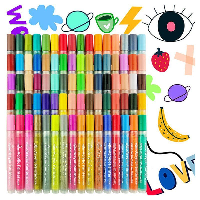 Flysea 12-80 Colours Acrylic Paint Pens Painting Stone Ceramic Glass Markers 0.7 - 12-Colour Set
