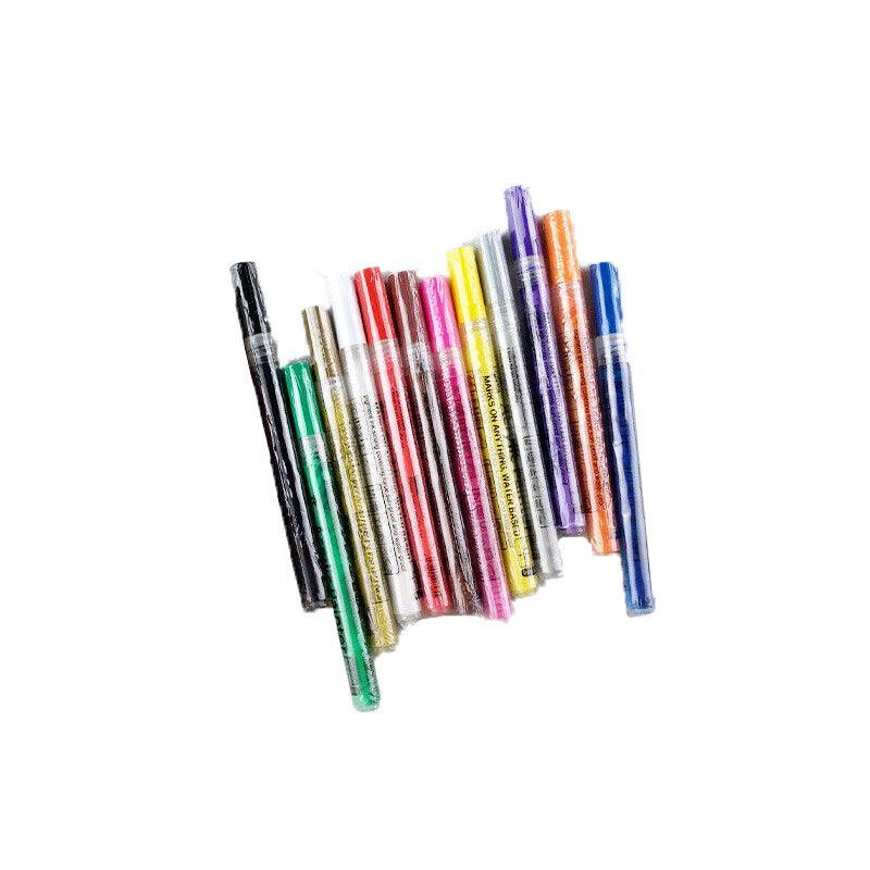 Flysea 12-80 Colours Acrylic Paint Pens Painting Stone Ceramic Glass Markers 0.7 - 12-Colour Set