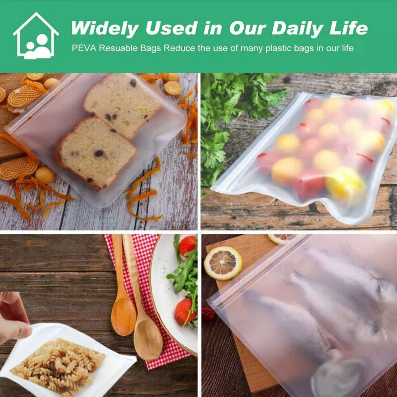 10-40PCS PEVA Food Storage Bags Reusable Zip Lock Pouch Fresh Sealer - 6PCS Large+4 PCS Small