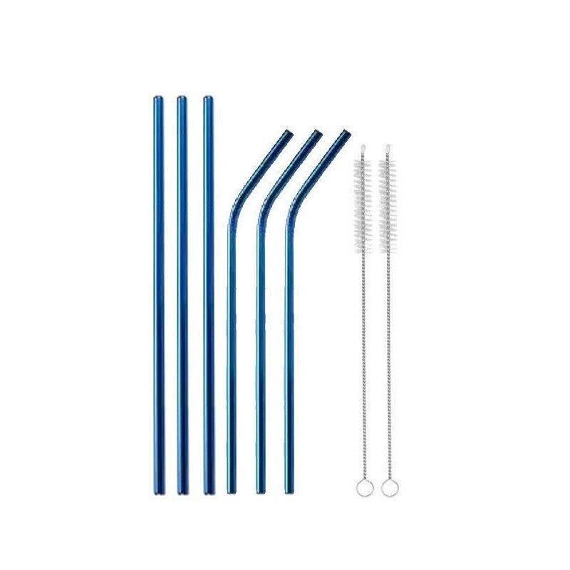 Reusable 304 Stainless Steel Straws Metal Drinking Washable Straw Brushes Set 2 - Gold Set 2