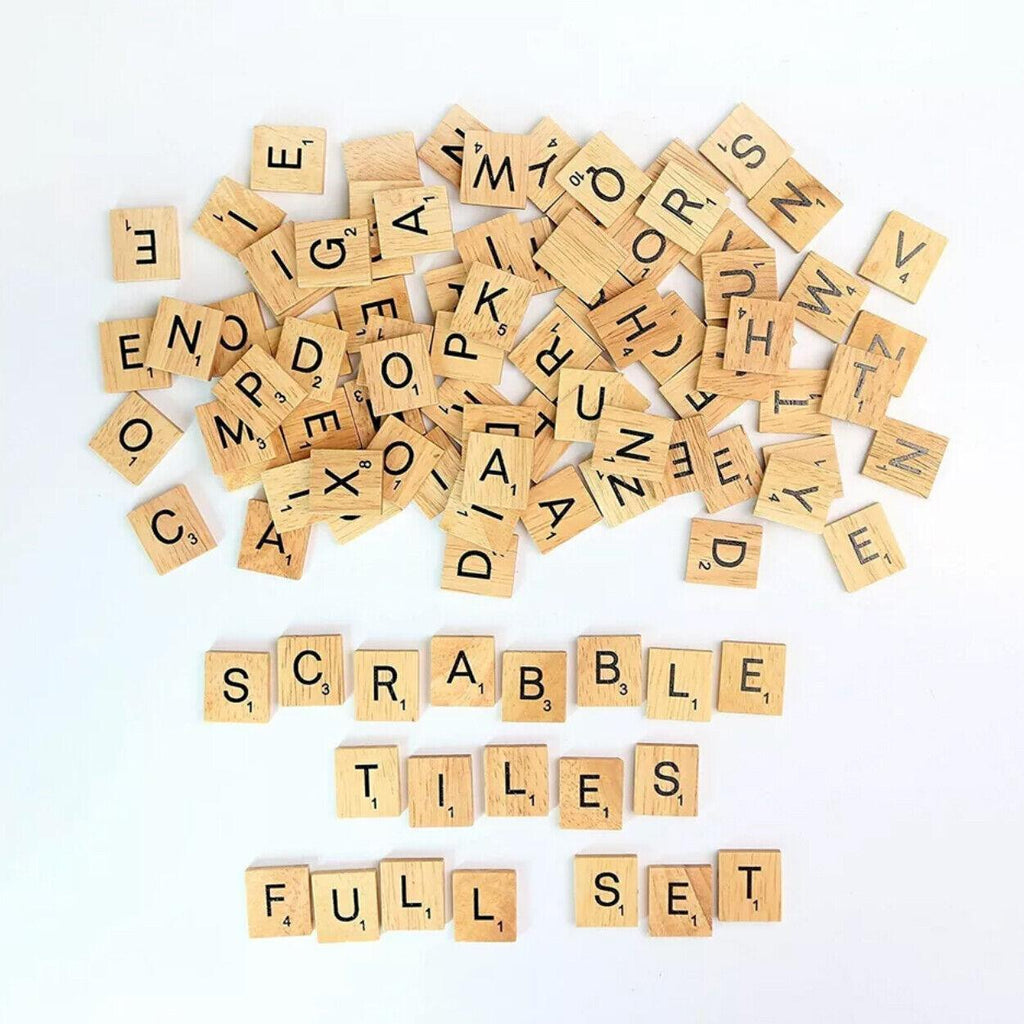 20X Wooden Alphabet Scrabble Tiles A-Z Letters and Numbers DIY Craft Game Pieces - Letter J 20pcs