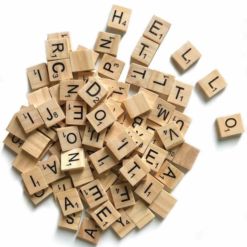 20X Wooden Alphabet Scrabble Tiles A-Z Letters and Numbers DIY Craft Game Pieces - Letter M 20pcs
