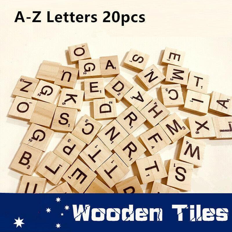 20X Wooden Alphabet Scrabble Tiles A-Z Letters and Numbers DIY Craft Game Pieces - Letter P 20pcs