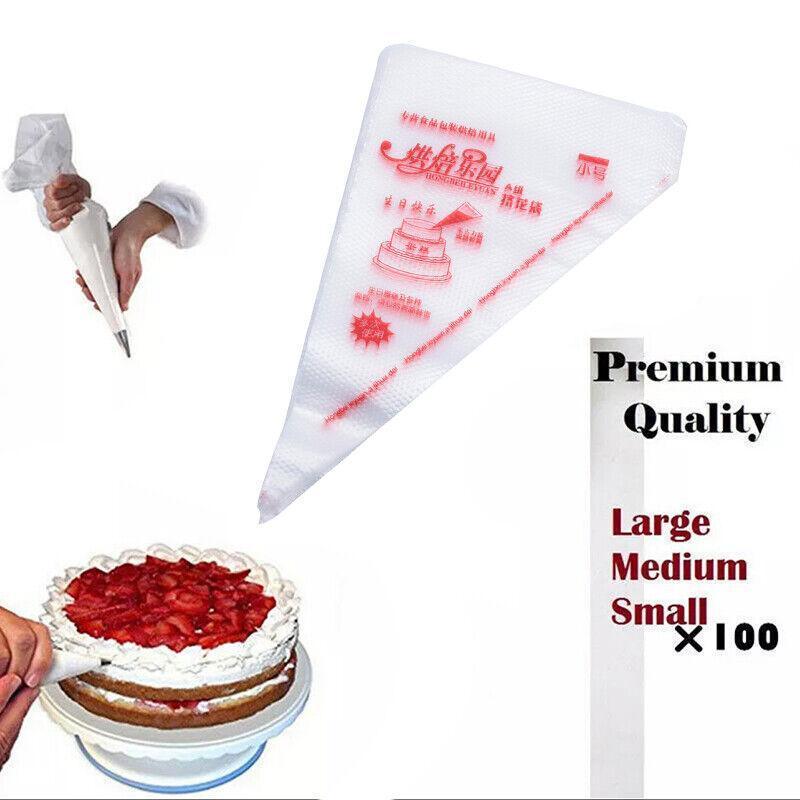 100-200Pcs Disposable Piping Bags For Cake Decor Icing Frosting Piping Nozzles - Red-Small *100 PCS