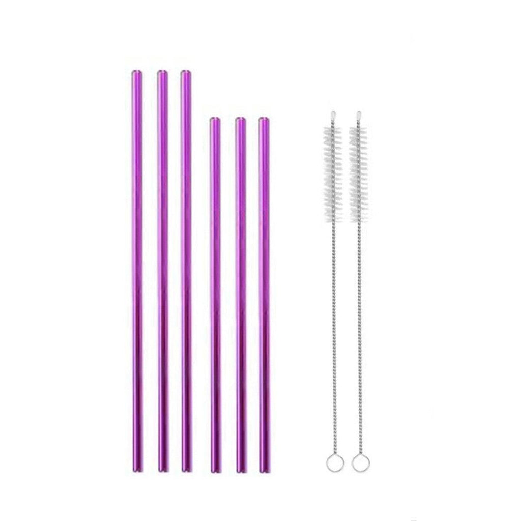 Reusable 304 Stainless Steel Straws Metal Drinking Washable Straw Brushes Set 2 - Silver Set 2