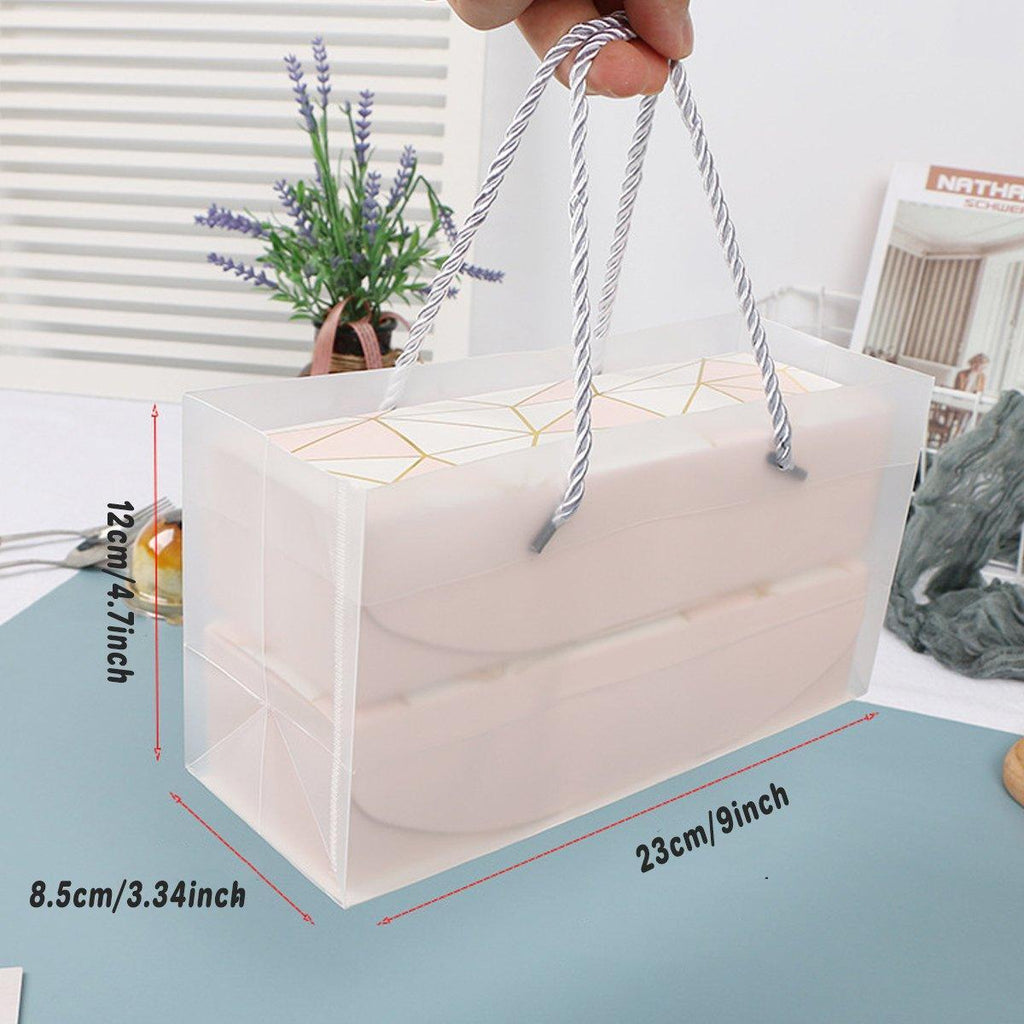 25pcs Long Strip Clamshell Packaging Box 3-Compartment Dessert Storage Box - Blue