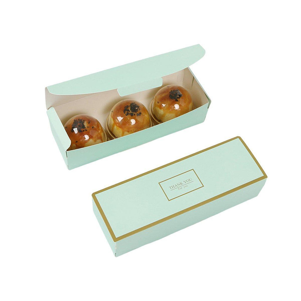 25pcs Long Strip Clamshell Packaging Box 3-Compartment Dessert Storage Box - Blue