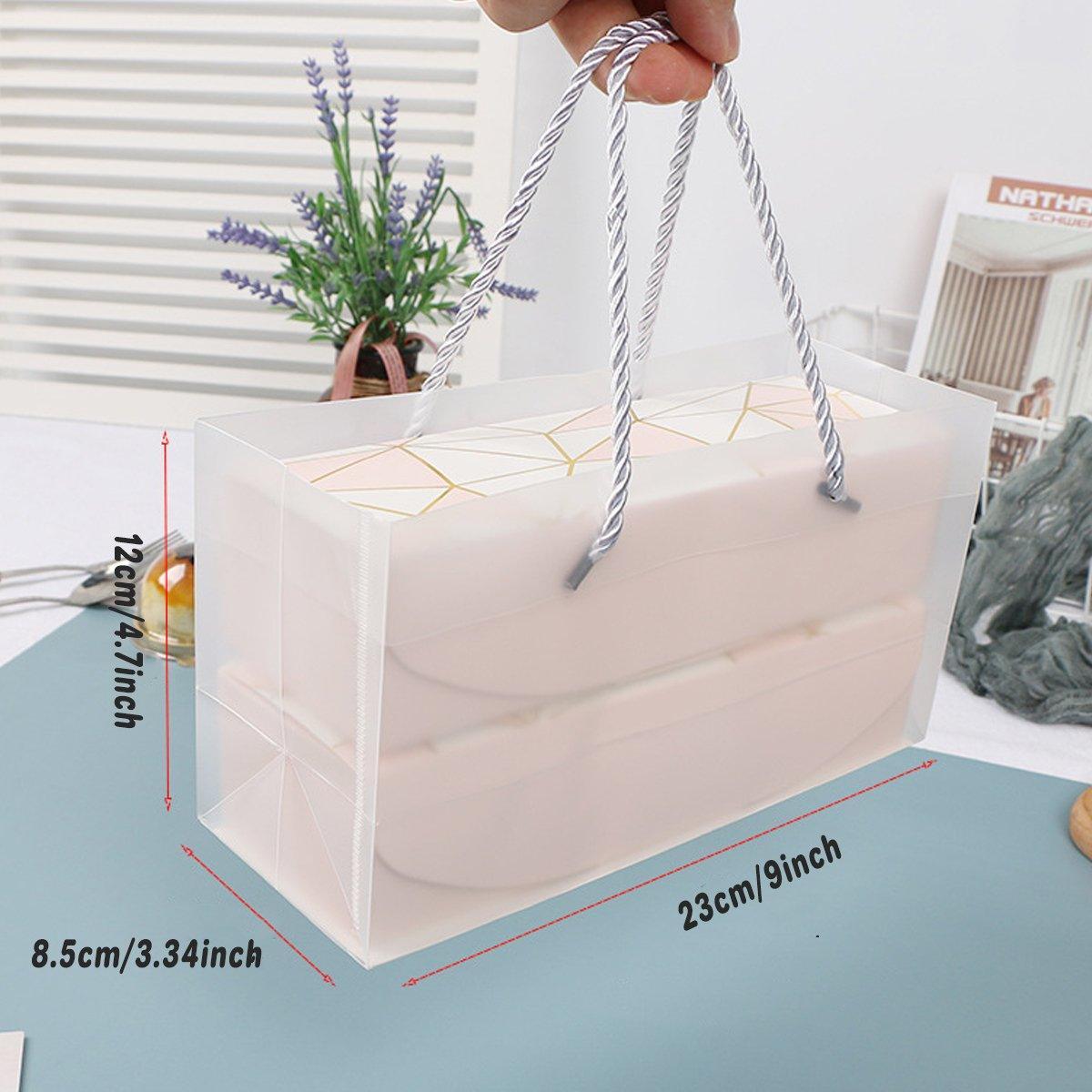 25pcs Long Strip Clamshell Packaging Box 3-Compartment Dessert Storage Box - Marble