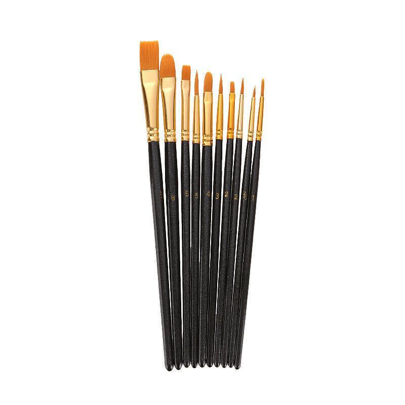 10pcs Artist Paint Brush Set Acrylic Oil Watercolour Gouache Painting Supplies - Blue
