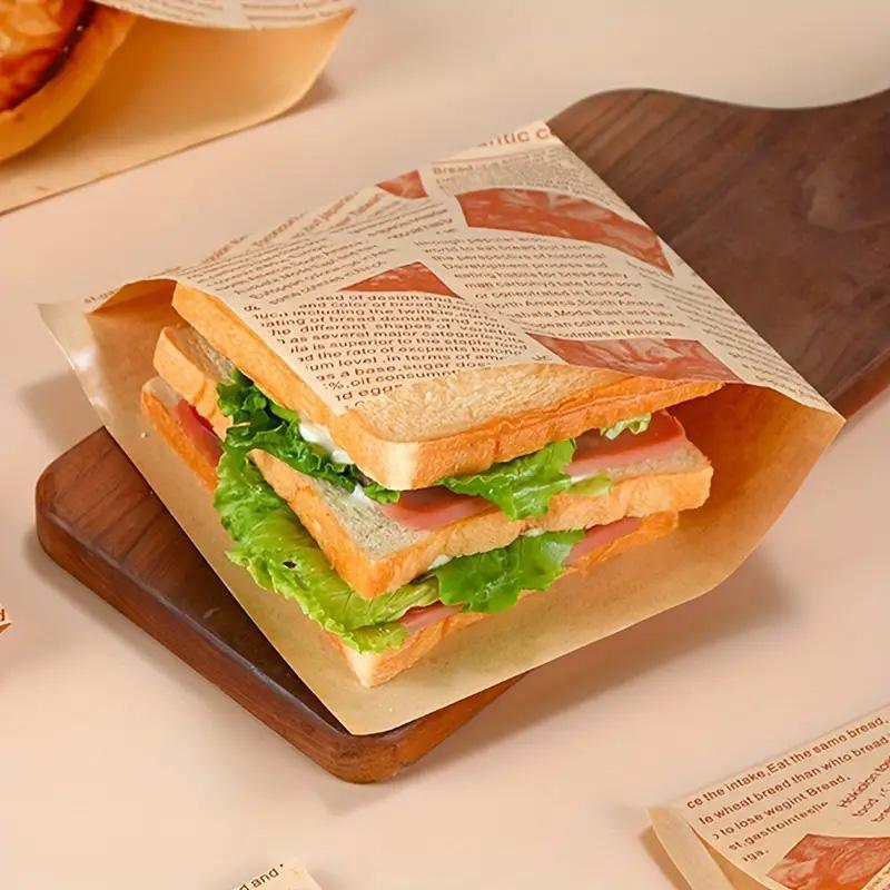 200PCS Vintage Newspaper Print Kraft Paper Bags Eco-Friendly Food Packaging - Paper-17*18cm-200PCS