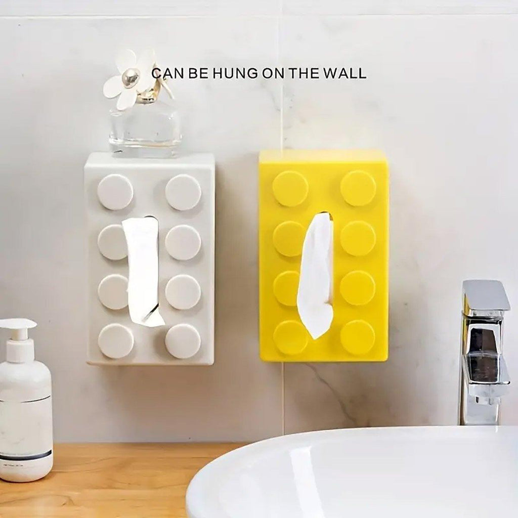Tissue Box Cover Creative Building Block Cute Napkin Dispenser Holder Home Decor - Black