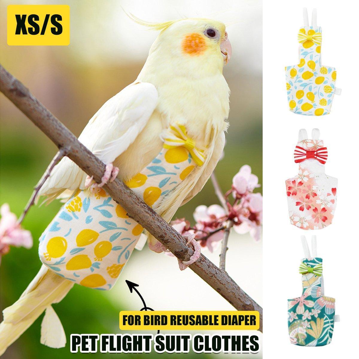 Adjustable Parrot Diaper Bird Flight Suit Tiger Skin Peony Special Supplies - Pink-XS