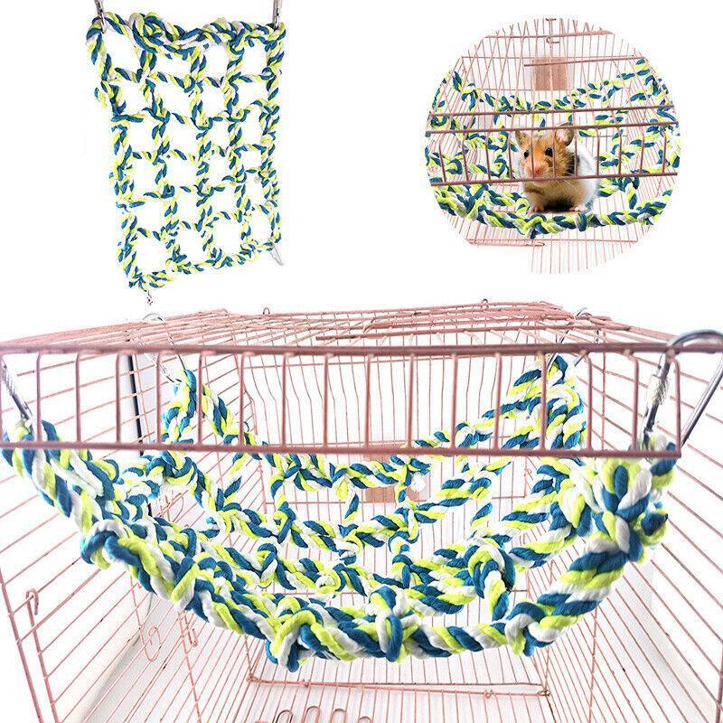 Hanging Climbing Net for Birds and Small Pets Cotton or Hemp Rope Cage Hammock - Hemp Rope