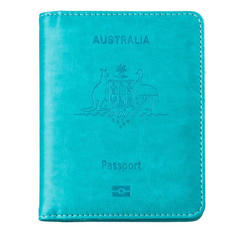 RFID Passport Holder Slim Leather Travel Wallet ID Card Cover Case for Men Women - Green