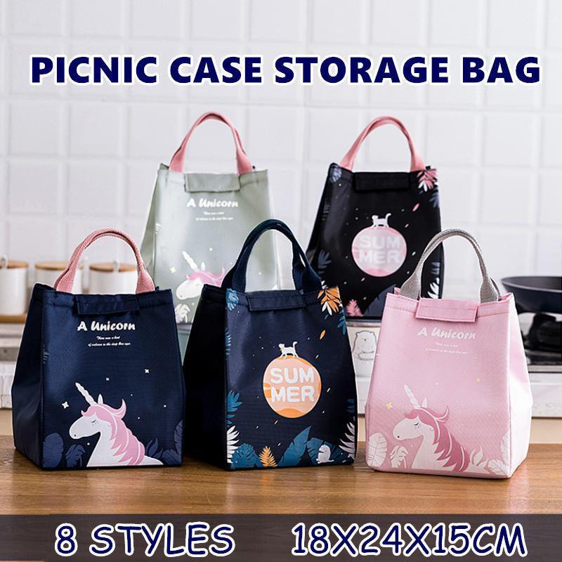 Portable Insulated Thermal Lunch Box Carry Tote Picnic Case Storage Bag 18x24x15cm - E08 (18x24x15cm)