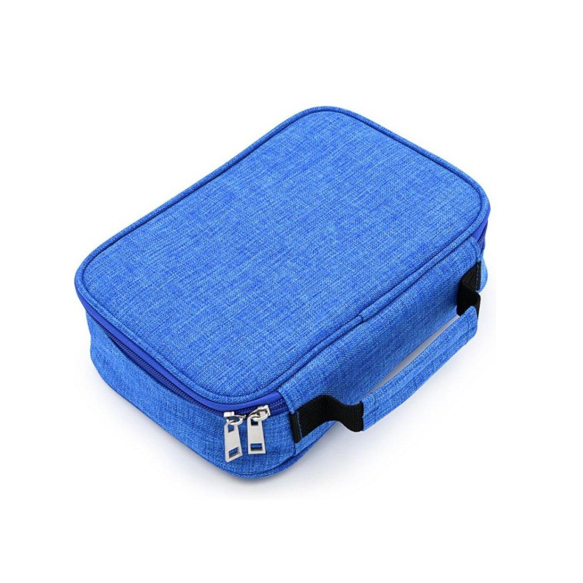 Large Capacity Waterproof Pen Pouch Pencil Case Student Stationery Storage Bag - Blue