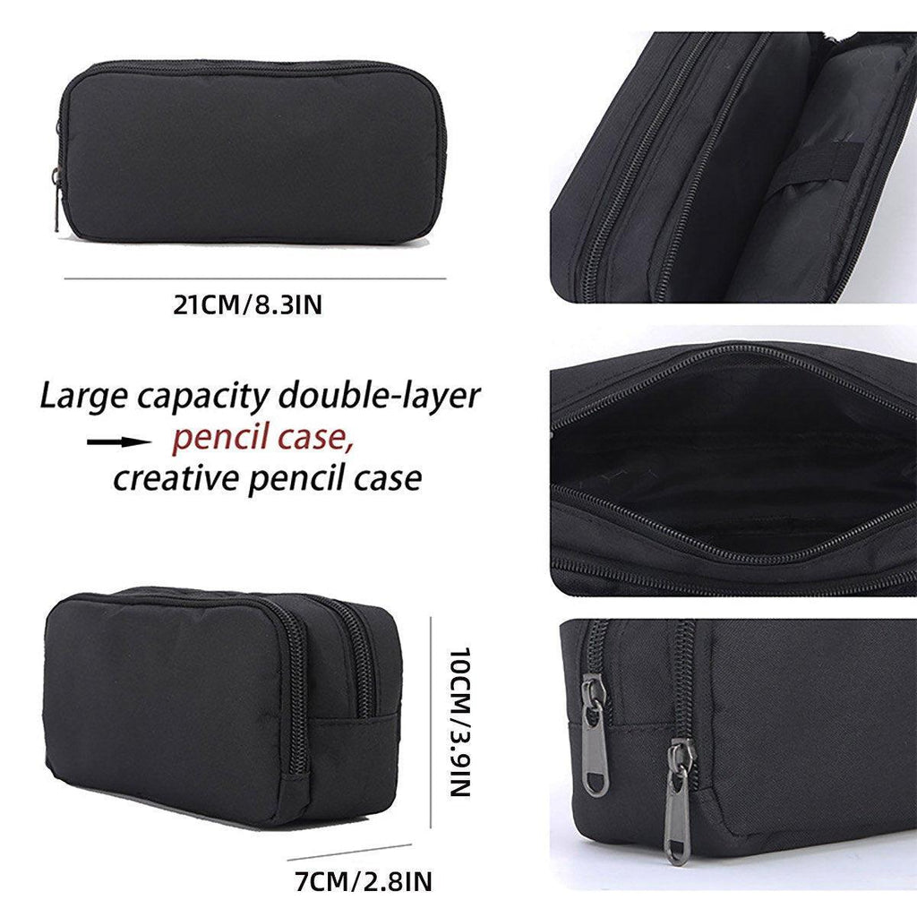 Large Capacity Pencil Case Double Layer for Primary School Students Creative Bag - Grey