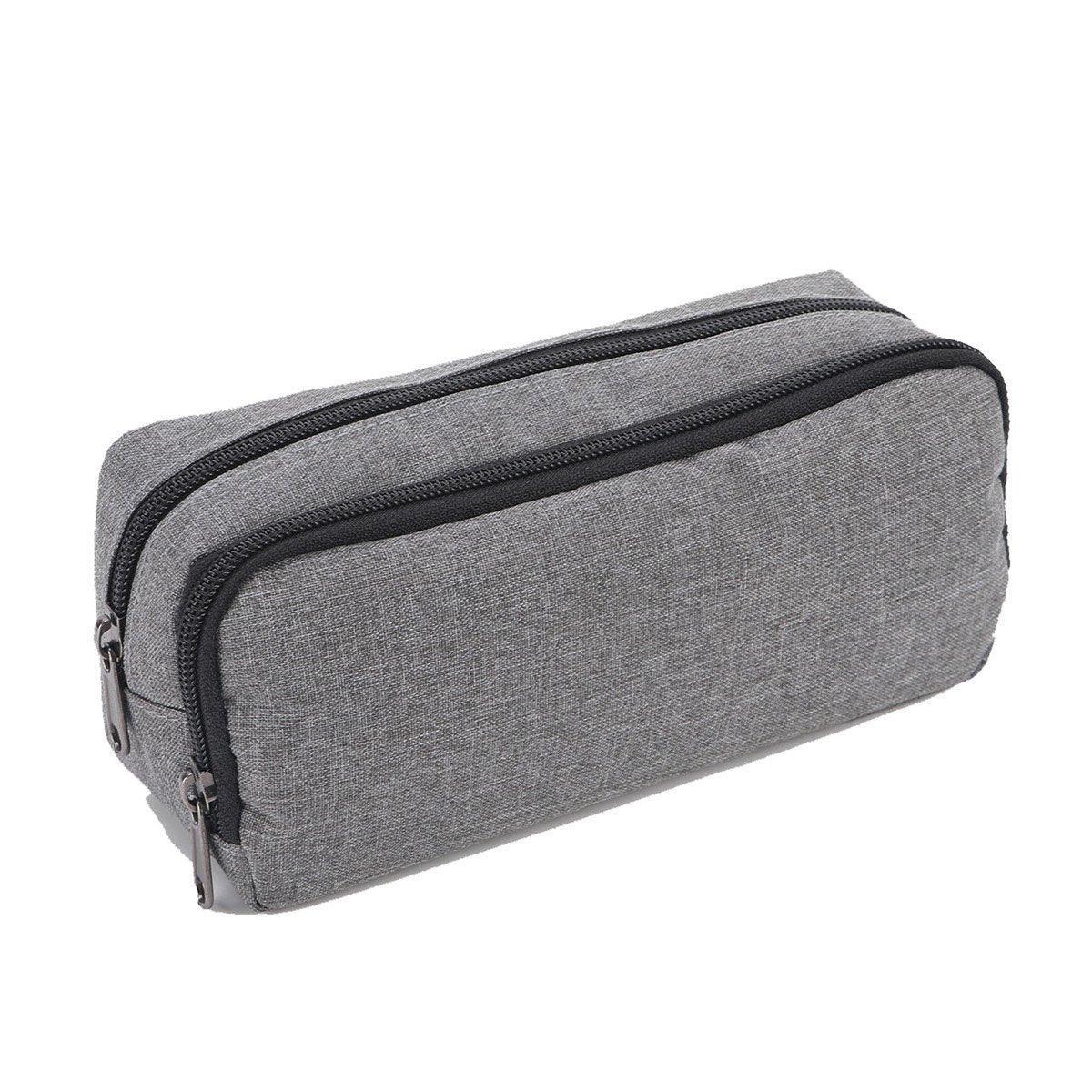 Large Capacity Pencil Case Double Layer for Primary School Students Creative Bag - Grey