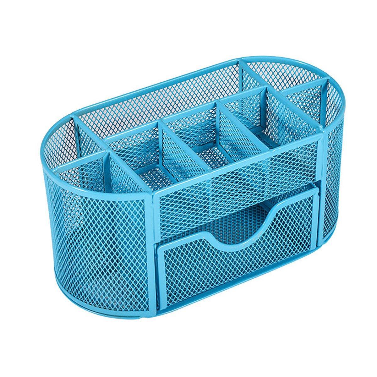 Creative Metal Desktop Pen Holder Multi-function Storage Box Organizer Rack - Black