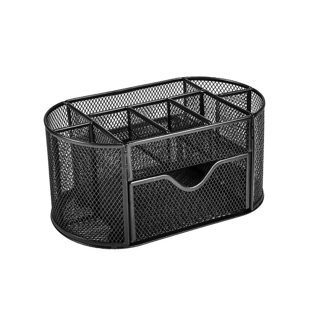 Creative Metal Desktop Pen Holder Multi-function Storage Box Organizer Rack - Grey