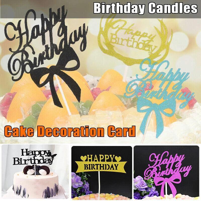 Happy Birthday Cake Topper Colour Printed Acrylic Party Decorations - Rose Red-Happy Birthday