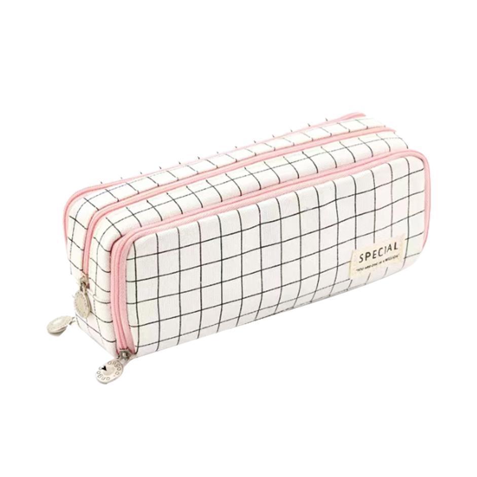 Zipper Pencil Case Large Capacity Storage Bag School Stationery Makeup Organizer - Blue