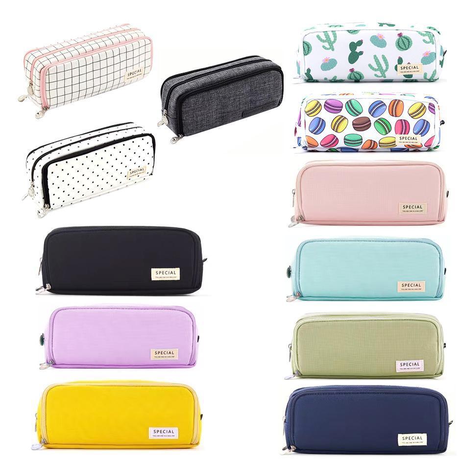 Zipper Pencil Case Large Capacity Storage Bag School Stationery Makeup Organizer - Green