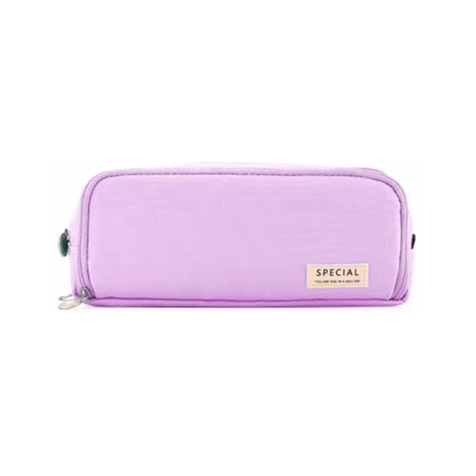 Zipper Pencil Case Large Capacity Storage Bag School Stationery Makeup Organizer - Pink