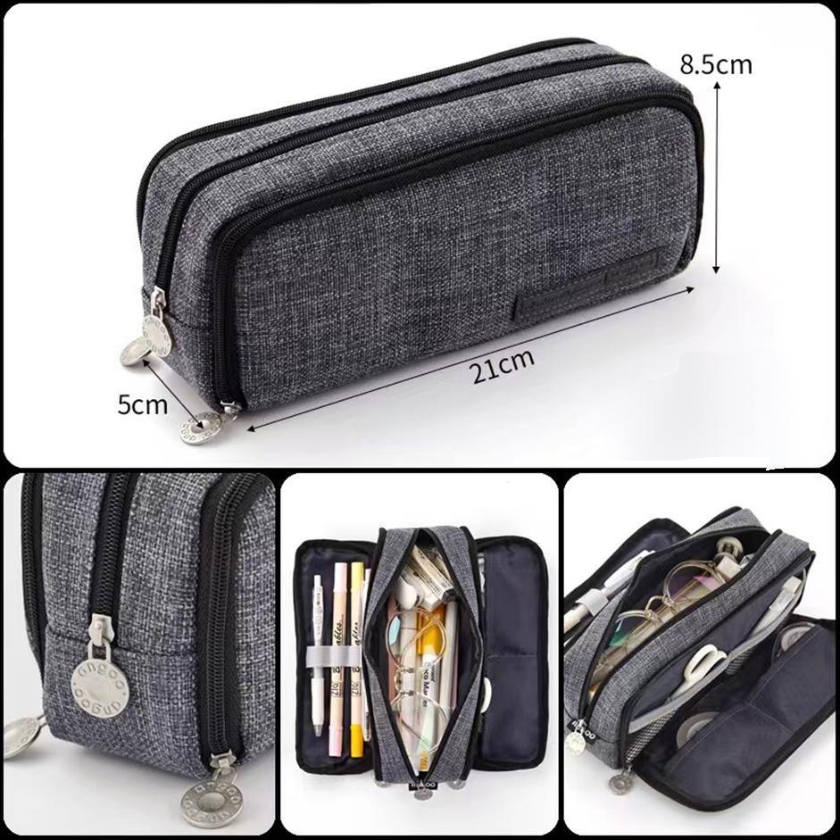Zipper Pencil Case Large Capacity Storage Bag School Stationery Makeup Organizer - Yellow