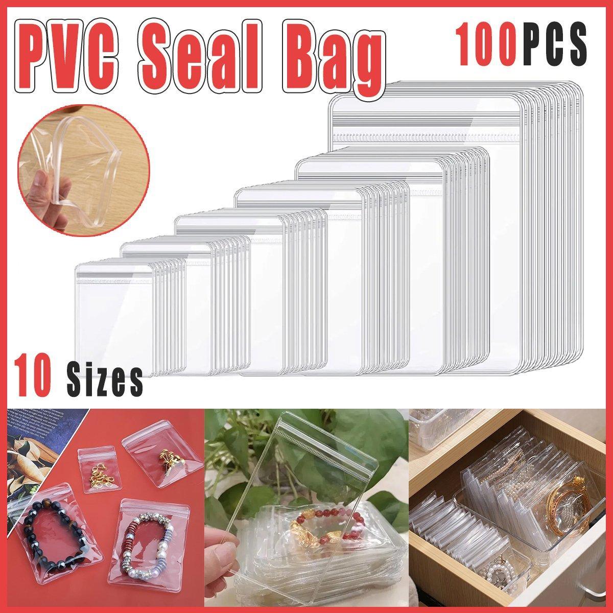 100pcs PVC Self-Sealing Jewelry Bags Anti-Oxidation Storage Dustproof Bags - 7*10cm