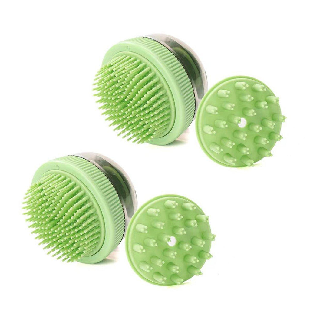 2PCS Pet Cleaning Brush Bath Massage Gel Dispenser Cats Dogs Grooming Tool - Blue