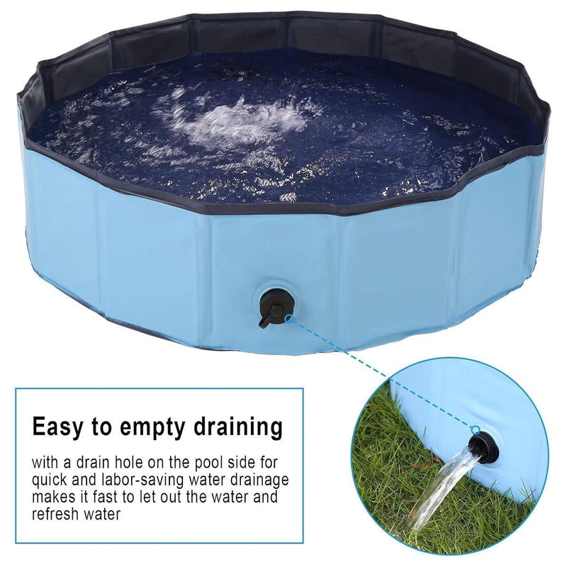 Pet Swimming Pool Foldable Portable Pool for Dogs Outdoor Summer Play - Blue-80x20cm