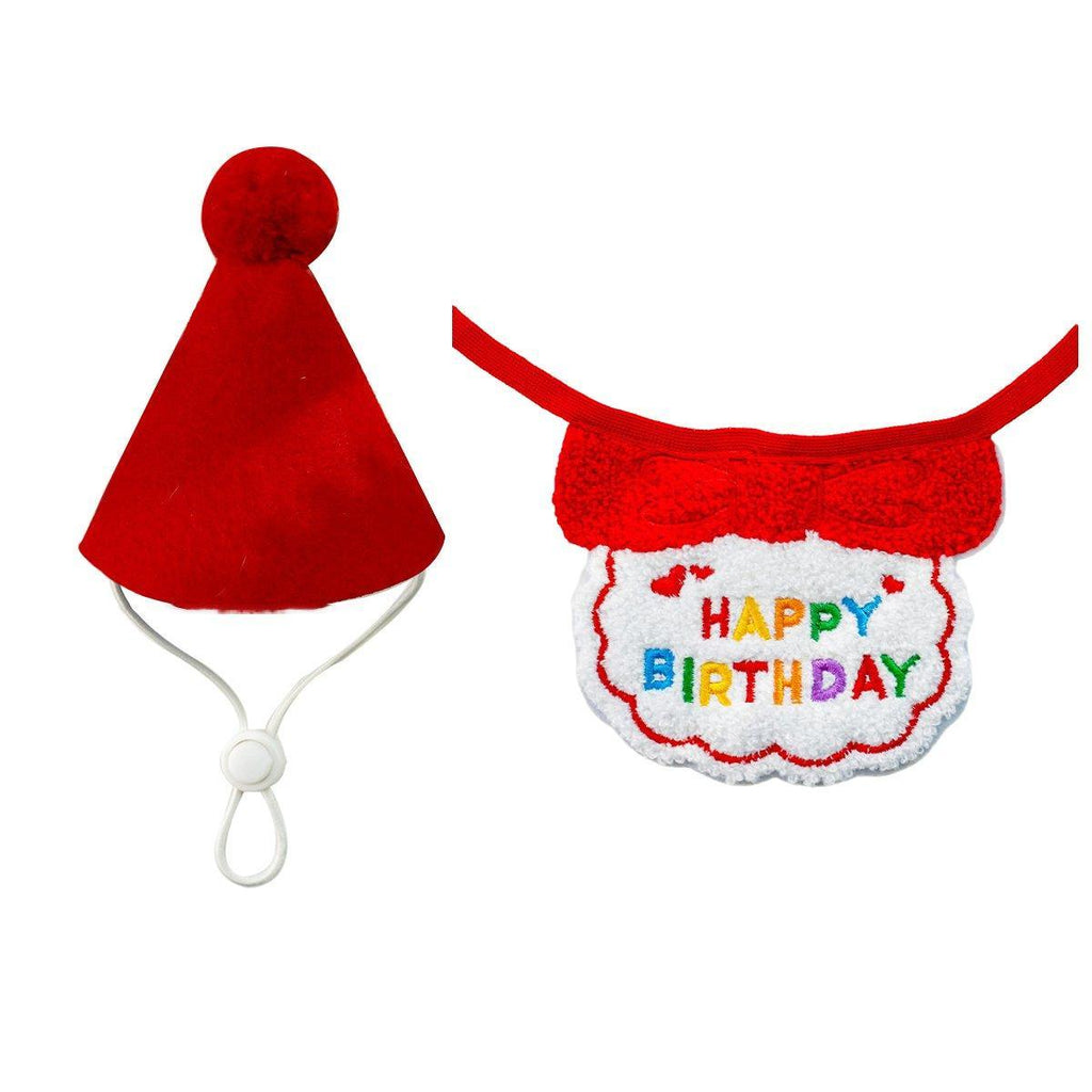 Pet Birthday Dog Cat Bib Scarf Hat Accessory Dogs Cats Celebration - Green