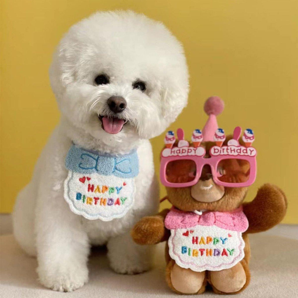 Pet Birthday Dog Cat Bib Scarf Hat Accessory Dogs Cats Celebration - Purple