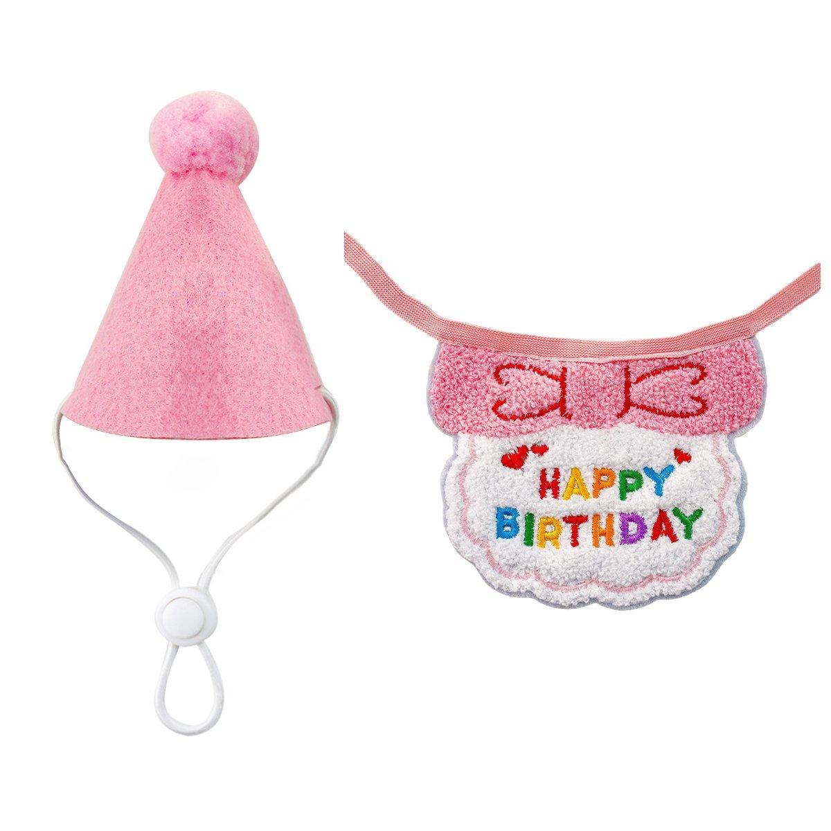 Pet Birthday Dog Cat Bib Scarf Hat Accessory Dogs Cats Celebration - Purple