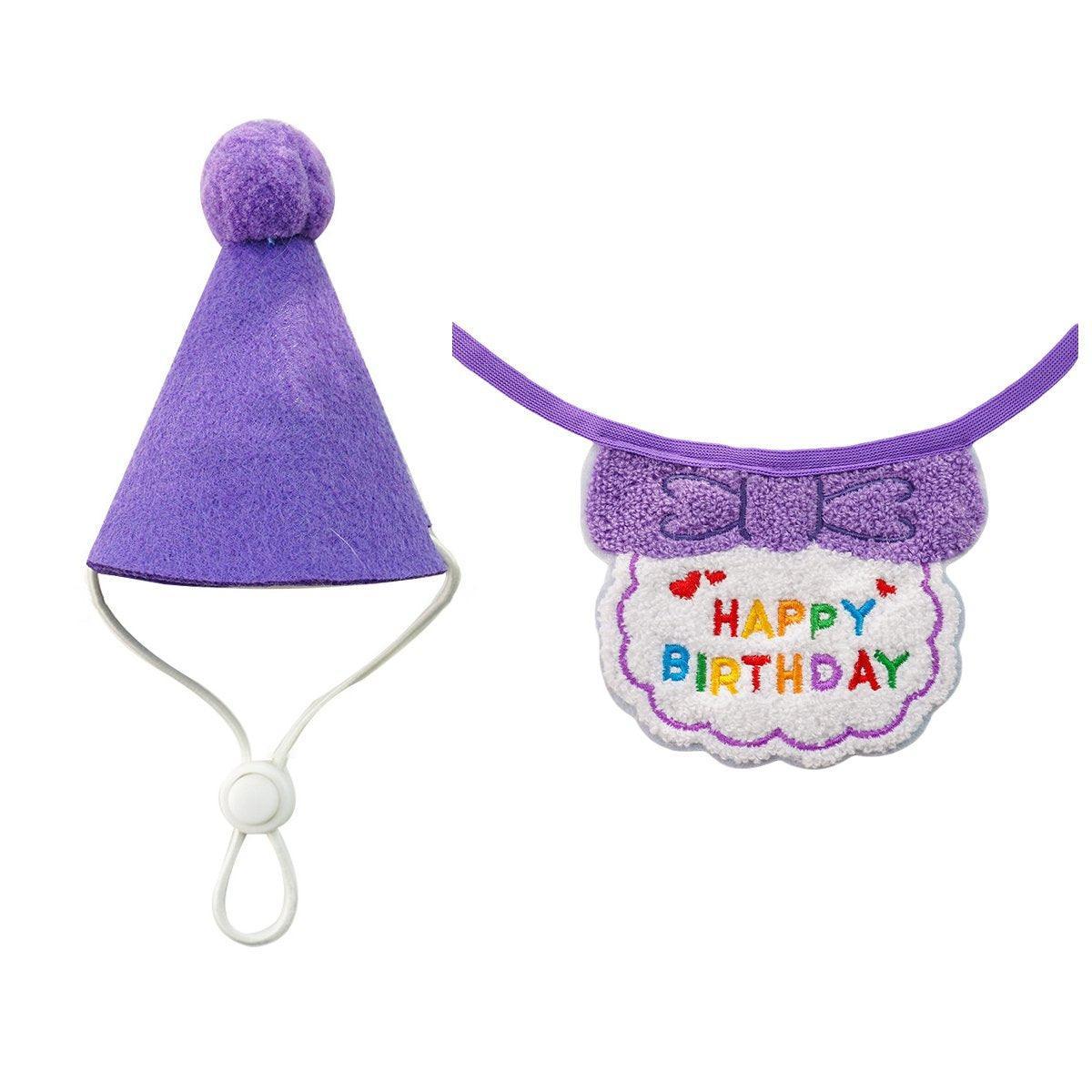 Pet Birthday Dog Cat Bib Scarf Hat Accessory Dogs Cats Celebration - Red