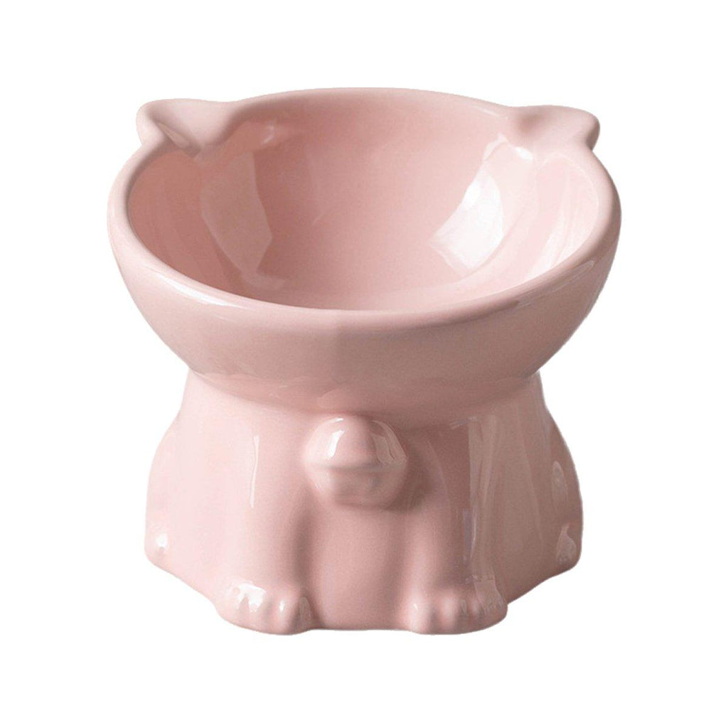 Ceramic Cat Bowl Cute Tall Raised Cat Food Bowl for Pets Eating Comfortably - Black